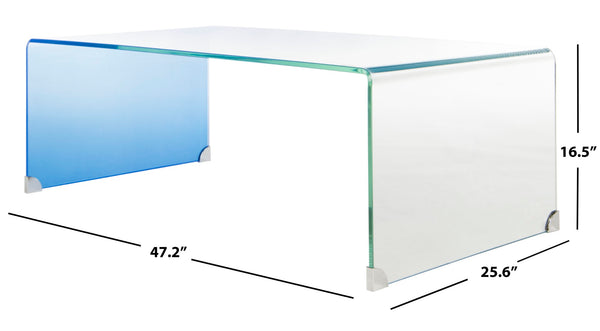 Safavieh Crysta Ombre Glass Coffee Table - Modern Artistic Centerpiece For Contemporary Living Room Spaces Clear/Blue COF7300A