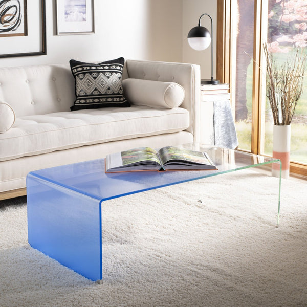 Safavieh Crysta Ombre Glass Coffee Table - Modern Artistic Centerpiece For Contemporary Living Room Spaces Clear/Blue COF7300A