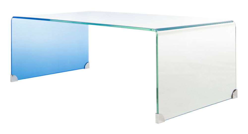 Safavieh Crysta Ombre Glass Coffee Table - Modern Artistic Centerpiece For Contemporary Living Room Spaces Clear/Blue COF7300A