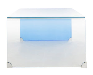 Safavieh Crysta Ombre Glass Coffee Table - Modern Artistic Centerpiece For Contemporary Living Room Spaces Clear/Blue COF7300A