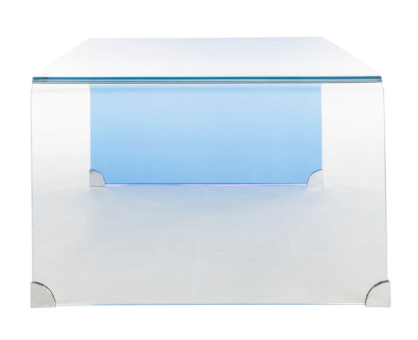 Safavieh Crysta Ombre Glass Coffee Table - Modern Artistic Centerpiece For Contemporary Living Room Spaces Clear/Blue COF7300A