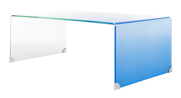 Safavieh Crysta Ombre Glass Coffee Table - Modern Artistic Centerpiece For Contemporary Living Room Spaces Clear/Blue COF7300A