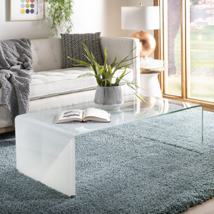 Safavieh Crysta Ombre Glass Coffee Table - Modern Artistic Centerpiece For Contemporary Living Room Spaces Clear/White COF7300B