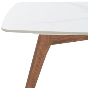 Safavieh Karina Rectangular Coffee Table - Contemporary Faux Marble & Walnut Design For Modern Living Spaces COF8102A