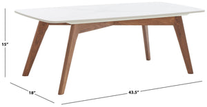 Safavieh Karina Rectangular Coffee Table - Contemporary Faux Marble & Walnut Design For Modern Living Spaces COF8102A