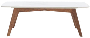 Safavieh Karina Rectangular Coffee Table - Contemporary Faux Marble & Walnut Design For Modern Living Spaces COF8102A