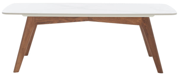 Safavieh Karina Rectangular Coffee Table - Contemporary Faux Marble & Walnut Design For Modern Living Spaces COF8102A