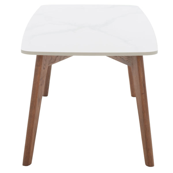 Safavieh Karina Rectangular Coffee Table - Contemporary Faux Marble & Walnut Design For Modern Living Spaces COF8102A