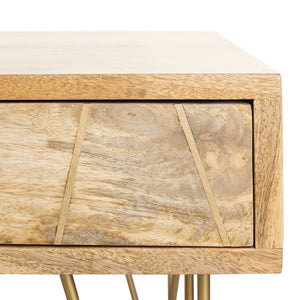 Safavieh Marigold Coffee Table - Retro-Inspired Design With Mango Wood & Chic Accents For Modern Living Spaces Natural/Brass COF9000A