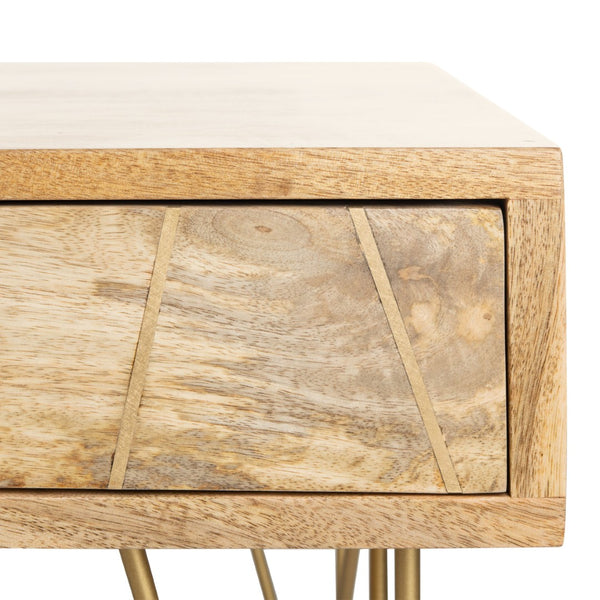Safavieh Marigold Coffee Table - Retro-Inspired Design With Mango Wood & Chic Accents For Modern Living Spaces Natural/Brass COF9000A