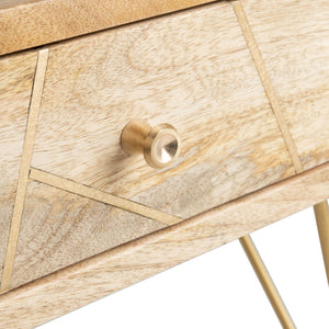 Safavieh Marigold Coffee Table - Retro-Inspired Design With Mango Wood & Chic Accents For Modern Living Spaces Natural/Brass COF9000A