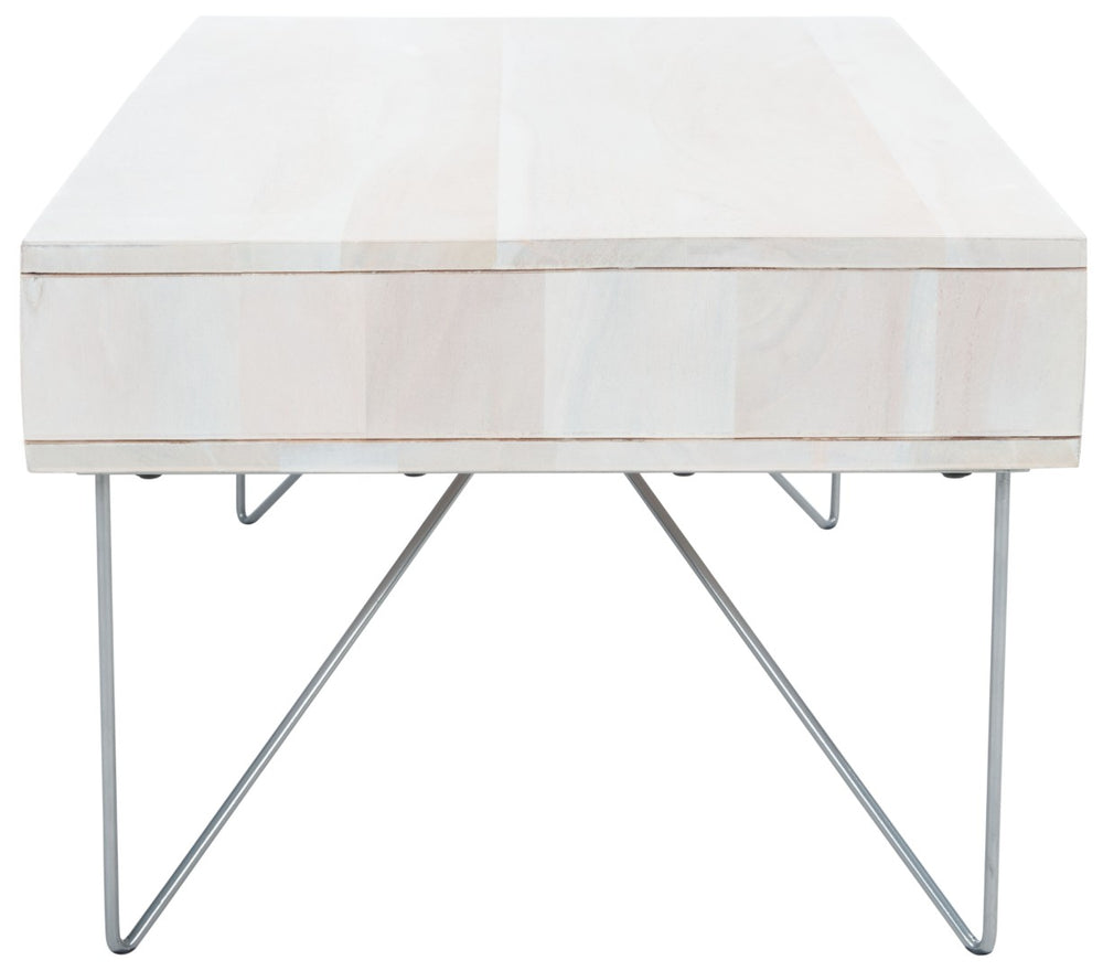 Safavieh Raveena Coffee Table - Artisan Carved Honeycomb Design With Mid-Century Modern Elegance For Your Home White Wash/Silver COF9002B