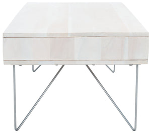 Safavieh Raveena Coffee Table - Artisan Carved Honeycomb Design With Mid-Century Modern Elegance For Your Home White Wash/Silver COF9002B