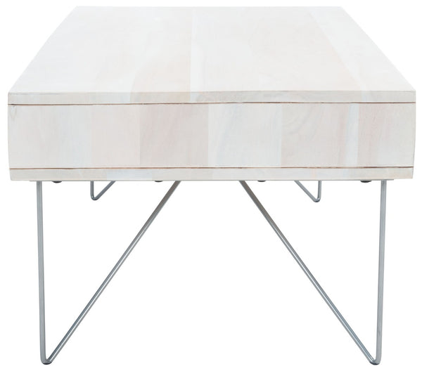 Safavieh Raveena Coffee Table - Artisan Carved Honeycomb Design With Mid-Century Modern Elegance For Your Home White Wash/Silver COF9002B