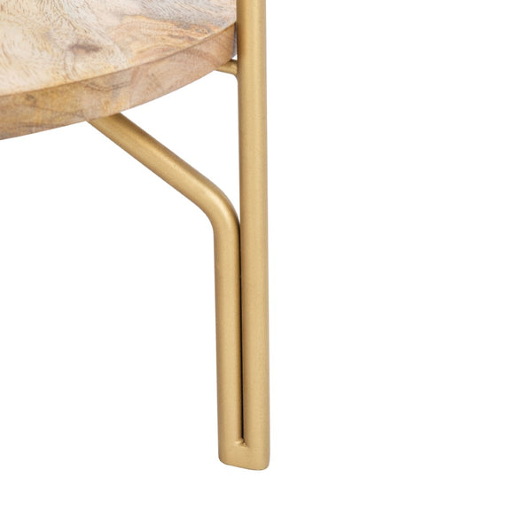 Safavieh Flora Round Coffee Table - Artisanal Mango Wood & Glass Design With Brass Accents For Modern Elegance COF9005A