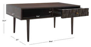 Safavieh Lexington Coffee Table - Modern Chic Design With Handcrafted Details And Ample Storage For Your Home Walnut COF9006A