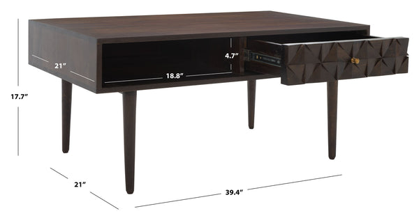 Safavieh Lexington Coffee Table - Modern Chic Design With Handcrafted Details And Ample Storage For Your Home Walnut COF9006A