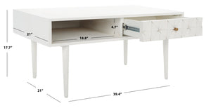 Safavieh Lexington Coffee Table - Modern Chic Design With Handcrafted Details And Ample Storage For Your Home White Wash COF9006B