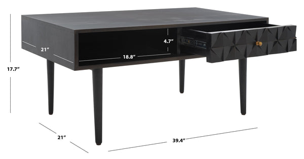 Safavieh Lexington Coffee Table - Modern Chic Design With Handcrafted Details And Ample Storage For Your Home Black COF9006C