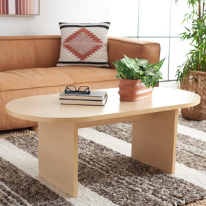 Safavieh Gareth Coffee Table - Contemporary Capsule Design With Stylish Wood Grain For Modern Living Spaces Natural COF9301B