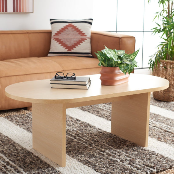 Safavieh Gareth Coffee Table - Contemporary Capsule Design With Stylish Wood Grain For Modern Living Spaces Natural COF9301B