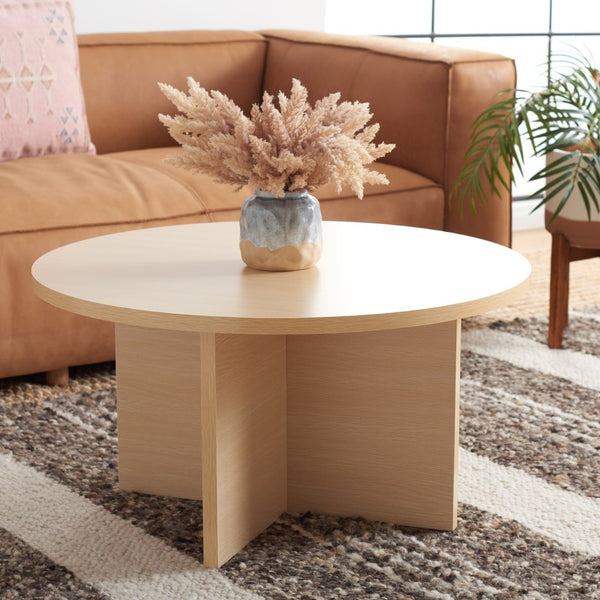 Safavieh Bo Coffee Table - Elegant Round Design With Tapered Base, Perfect For Modern Living Spaces And Decor Natural COF9302B