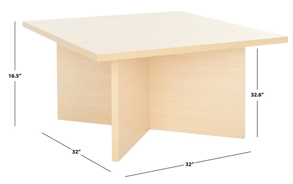 Safavieh Cathen Coffee Table - Modern Rectangular Design With Cross-Shaped Base For Stylish Living Spaces Natural COF9303B