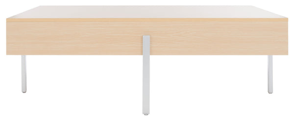 Safavieh Jaxith Modern Coffee Table With Rich Wood Grain And Sleek Metal Legs For Contemporary Living Spaces Natural / Silver COF9304C