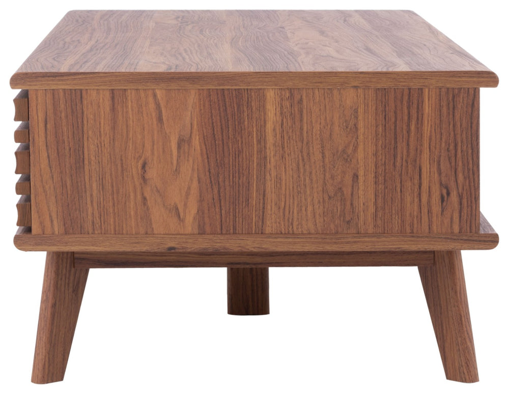 Safavieh Rori Retro-Chic Coffee Table With Sliding Doors And Stylish Storage For Modern Living Spaces Walnut COF9600A