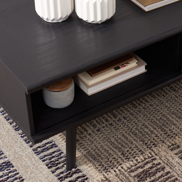 Safavieh Rori Retro-Chic Coffee Table With Sliding Doors And Stylish Storage For Modern Living Spaces Black COF9600B