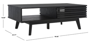Safavieh Rori Retro-Chic Coffee Table With Sliding Doors And Stylish Storage For Modern Living Spaces Black COF9600B