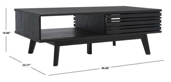 Safavieh Rori Retro-Chic Coffee Table With Sliding Doors And Stylish Storage For Modern Living Spaces Black COF9600B
