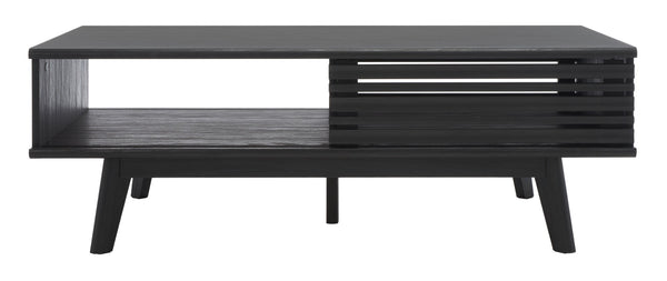 Safavieh Rori Retro-Chic Coffee Table With Sliding Doors And Stylish Storage For Modern Living Spaces Black COF9600B