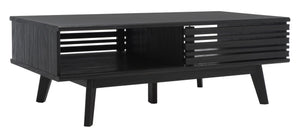 Safavieh Rori Retro-Chic Coffee Table With Sliding Doors And Stylish Storage For Modern Living Spaces Black COF9600B