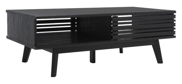 Safavieh Rori Retro-Chic Coffee Table With Sliding Doors And Stylish Storage For Modern Living Spaces Black COF9600B