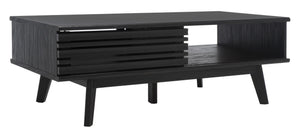Safavieh Rori Retro-Chic Coffee Table With Sliding Doors And Stylish Storage For Modern Living Spaces Black COF9600B
