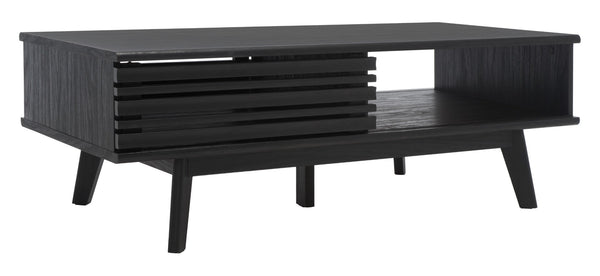 Safavieh Rori Retro-Chic Coffee Table With Sliding Doors And Stylish Storage For Modern Living Spaces Black COF9600B