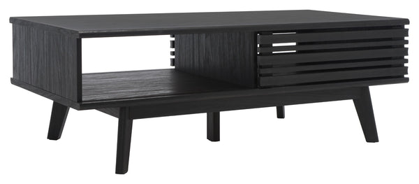 Safavieh Rori Retro-Chic Coffee Table With Sliding Doors And Stylish Storage For Modern Living Spaces Black COF9600B