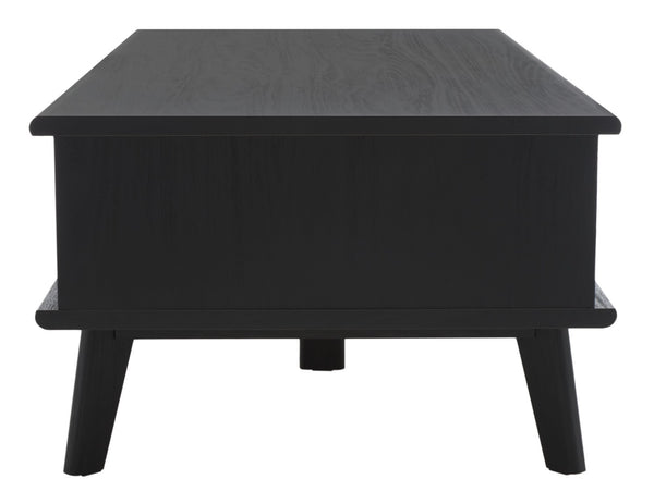 Safavieh Rori Retro-Chic Coffee Table With Sliding Doors And Stylish Storage For Modern Living Spaces Black COF9600B