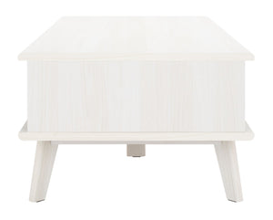 Safavieh Rori Retro-Chic Coffee Table With Sliding Doors And Stylish Storage For Modern Living Spaces Bleached White COF9600C