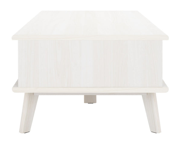 Safavieh Rori Retro-Chic Coffee Table With Sliding Doors And Stylish Storage For Modern Living Spaces Bleached White COF9600C