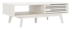 Safavieh Rori Retro-Chic Coffee Table With Sliding Doors And Stylish Storage For Modern Living Spaces Bleached White COF9600C