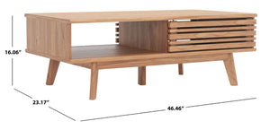 Safavieh Rori Retro-Chic Coffee Table With Sliding Doors And Stylish Storage For Modern Living Spaces Oak COF9600D