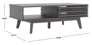 Safavieh Rori Retro-Chic Coffee Table With Sliding Doors And Stylish Storage For Modern Living Spaces Distressed Black COF9600E