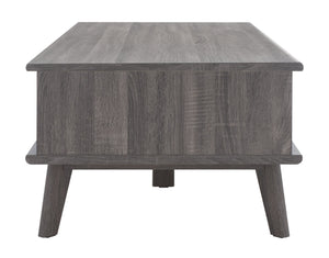 Safavieh Rori Retro-Chic Coffee Table With Sliding Doors And Stylish Storage For Modern Living Spaces Distressed Black COF9600E