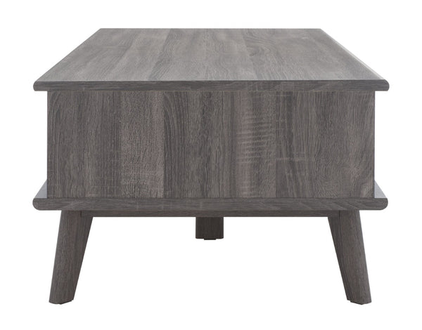 Safavieh Rori Retro-Chic Coffee Table With Sliding Doors And Stylish Storage For Modern Living Spaces Distressed Black COF9600E
