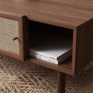 Safavieh Silvanna 2-Door Coffee Table – Modern Walnut & Rattan Design With Smart Storage For Your Living Room COF9601A