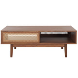 Safavieh Ceu 2 Door Coffee Table XII23 Walnut/ Gold Wood COF9602A