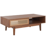 Safavieh Ceu 2 Door Coffee Table XII23 Walnut/ Gold Wood COF9602A