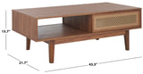 Safavieh Ceu 2 Door Coffee Table XII23 Walnut/ Gold Wood COF9602A